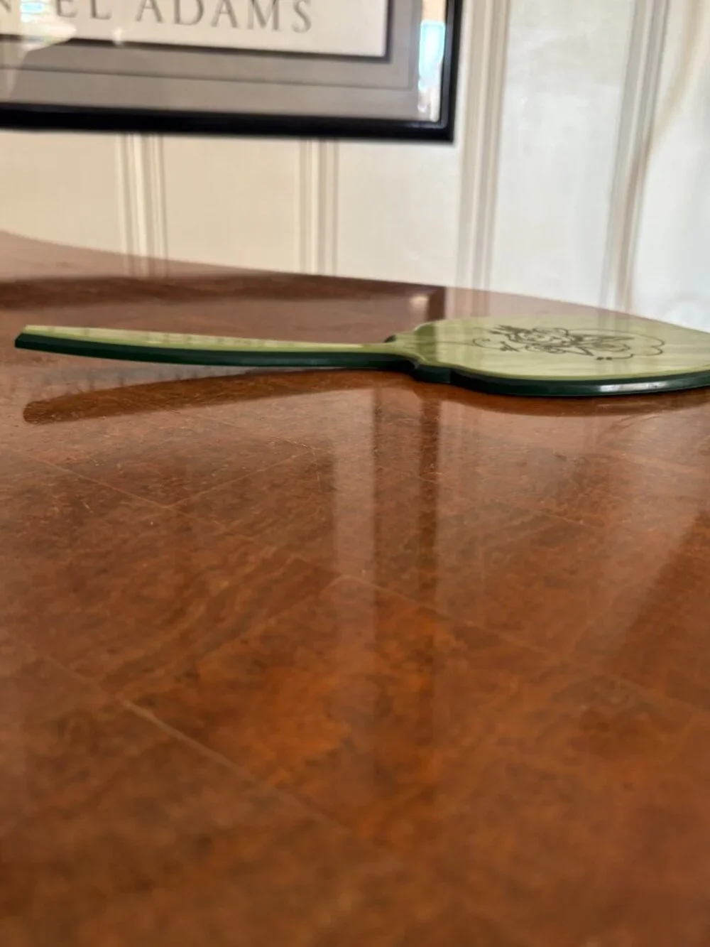 Marbled Green Vanity Set – Art Deco Mirror & Brush - Vintage